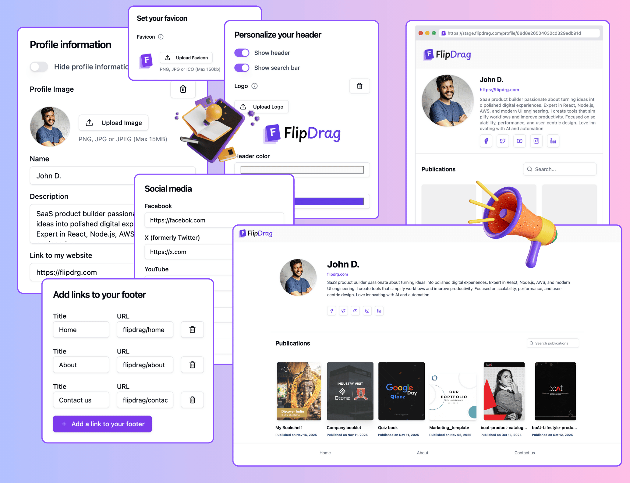 My Profile feature in FlipDrag