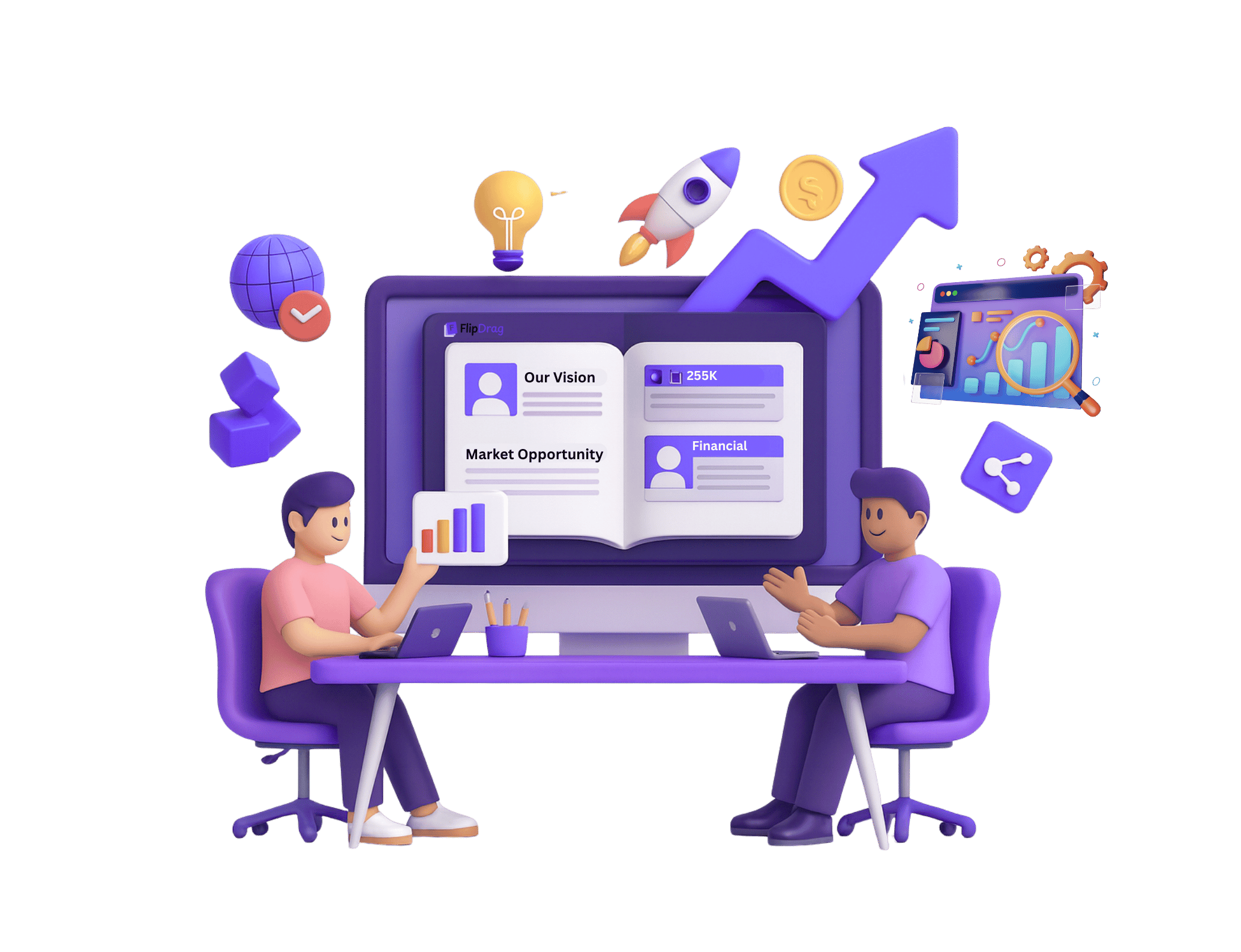 Startup pitch deck created in FlipDrag